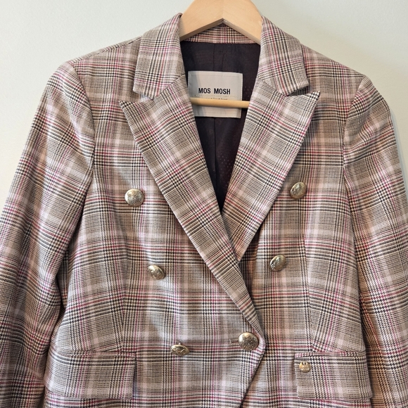 Mos Mosh Beliz Fara Double Breasted Feminine Blazer Vintage Rose Check Size XS. - Picture 8 of 15